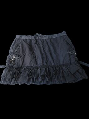 Da-Nang Y2k Style Cargo Pocket W/straps Ruffled Raw Mini Skirt Bohobo Grunge